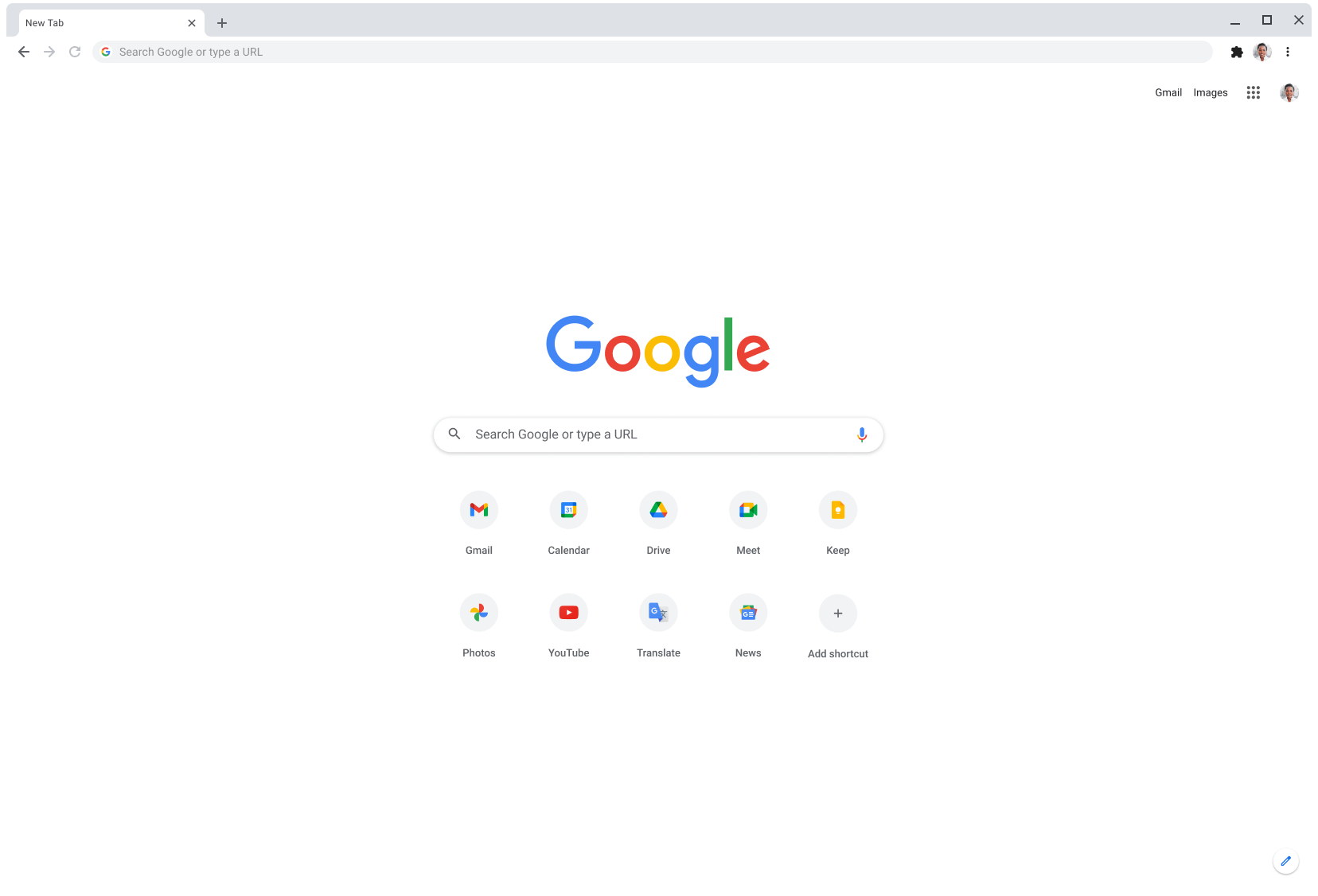 Παράθυρο του προγράμματος περιήγησης Chrome που προβάλλει τον ιστότοπο Google.com.