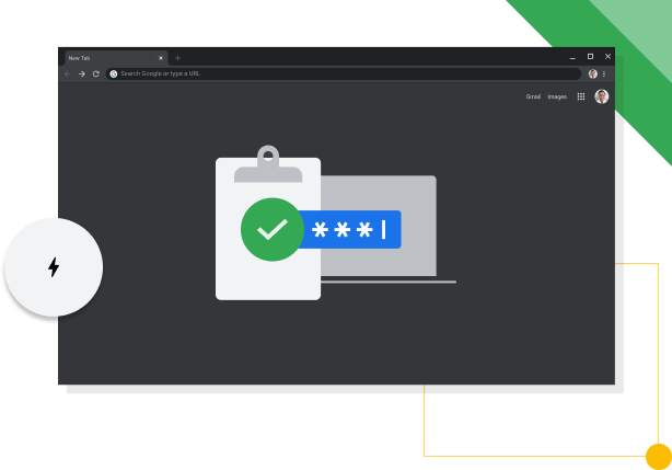 Παράθυρο του προγράμματος περιήγησης Chrome στη Λειτουργία χαμηλού φωτισμού. Στο παράθυρο εμφανίζεται το εικονίδιο παραγωγικότητας της Google.