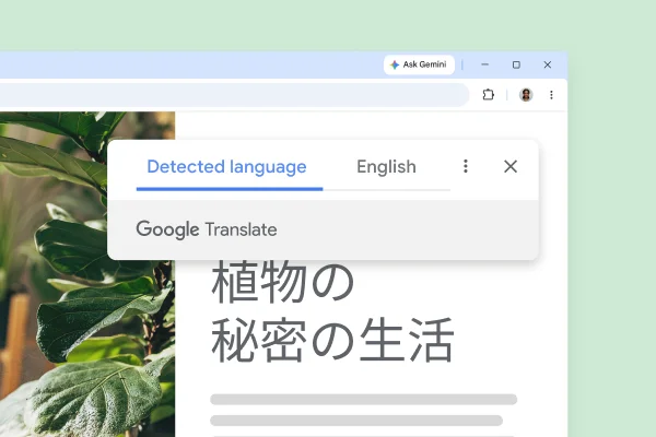 A website with plants and the translated text 'The secret life of plants'